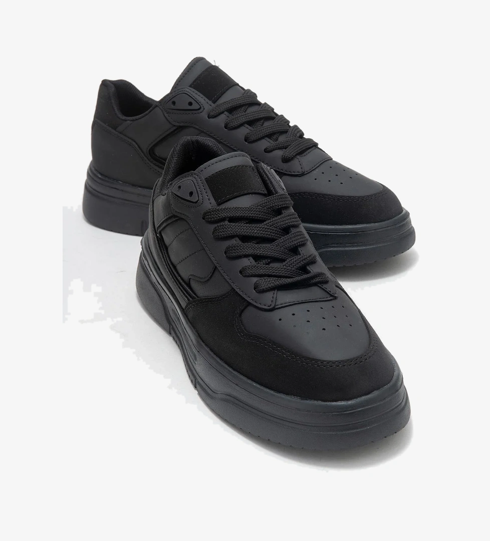 Bağcıklı Erkek Spor Ayakkabı SİYAH SİYAH - Görsel 1