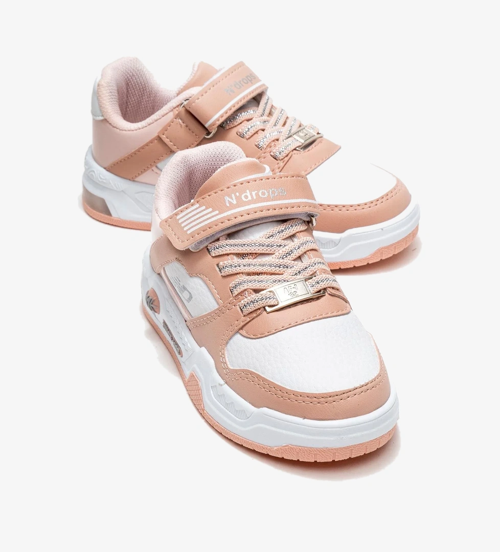 Cırtlı Çocuk Spor Ayakkabı ; BEYAZ PUDRA - Görsel 1