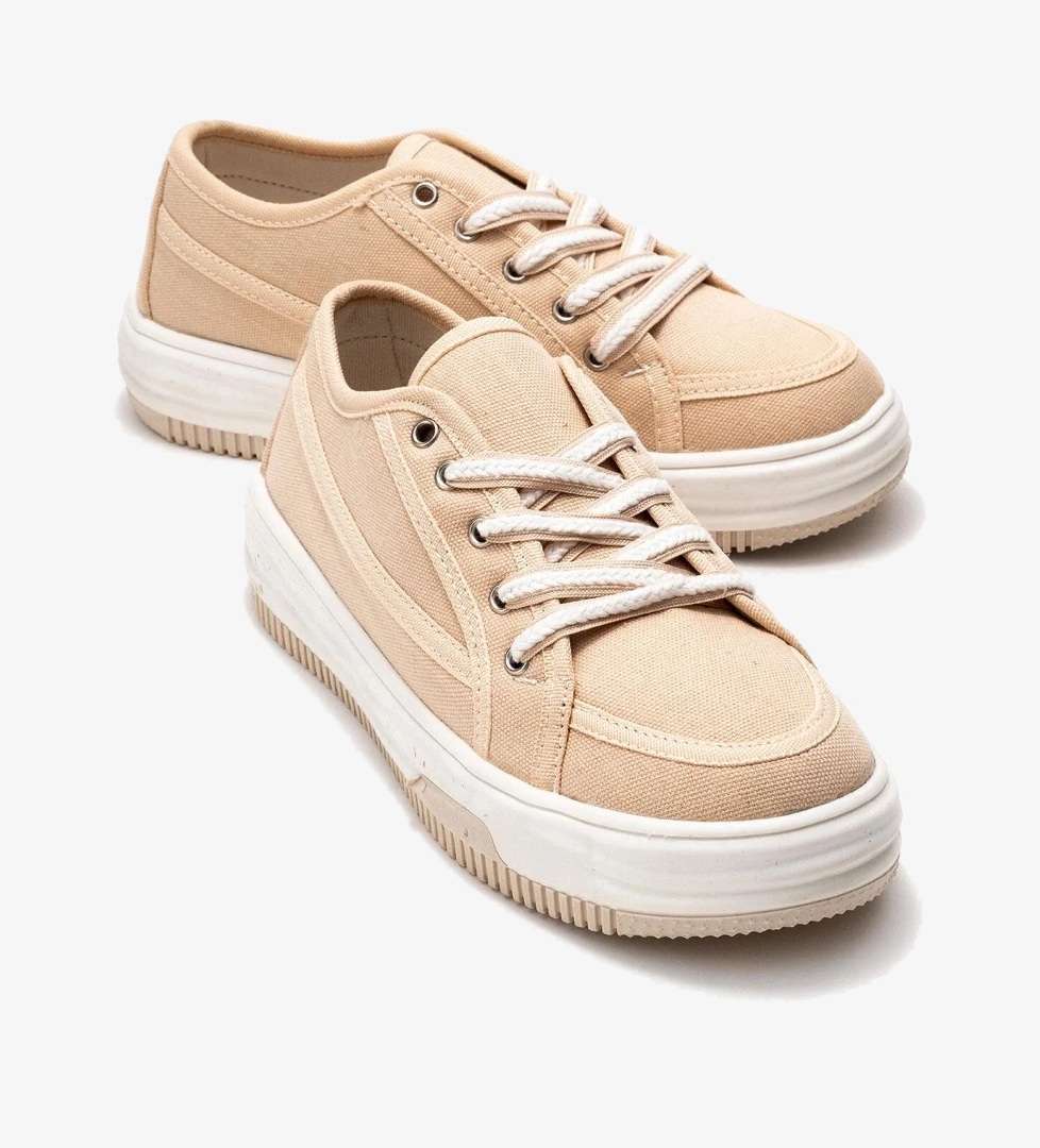 Ccway Keten Kadın Spor Ayakkabı Beyaz model görseli