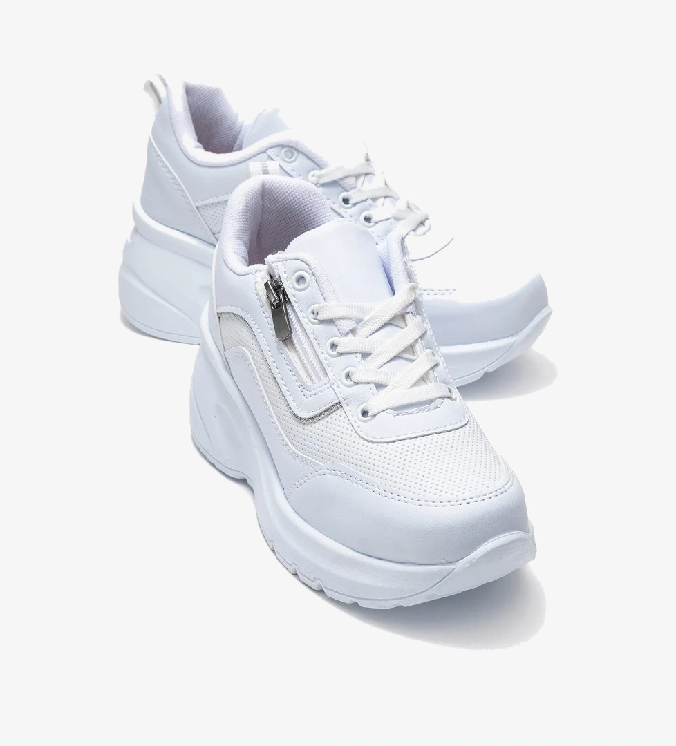 Ccway Kadın Fermuarlı Bağcıklı Spor Ayakkabı; model görseli