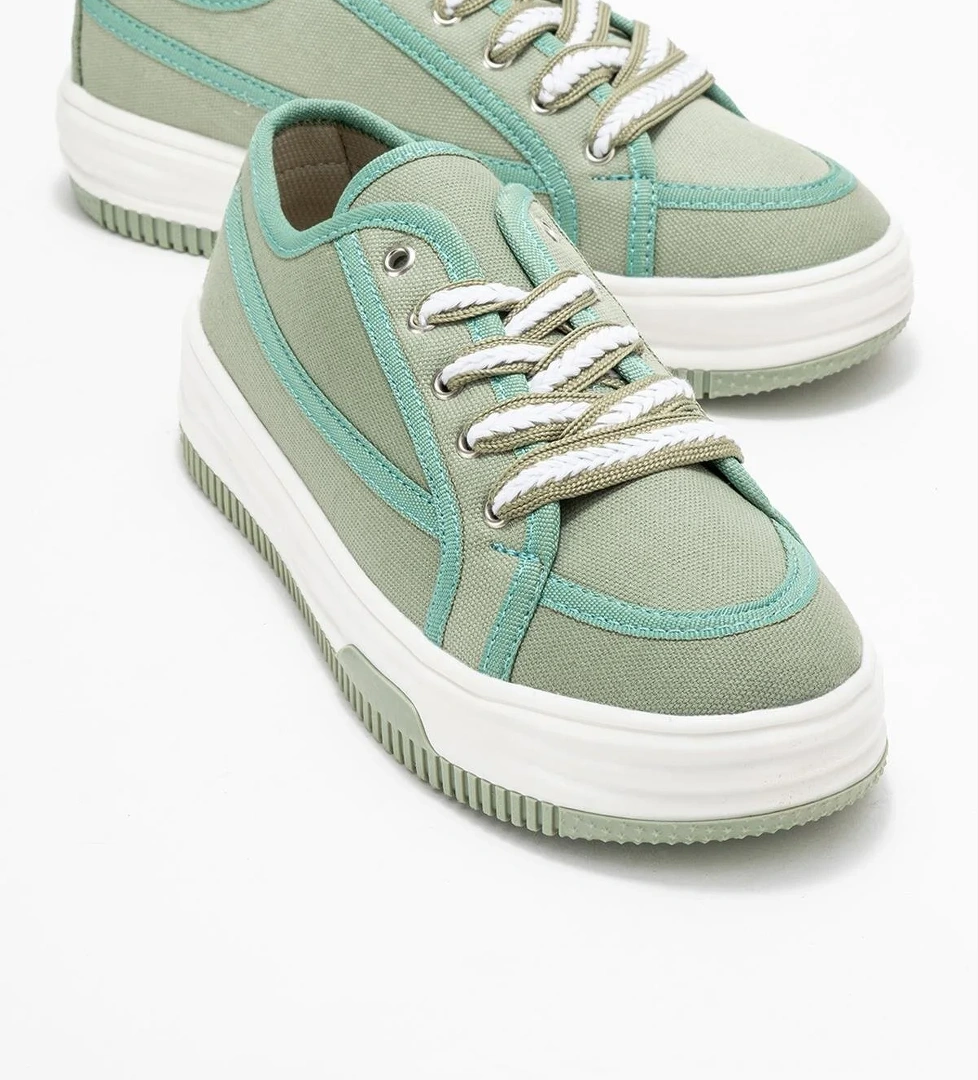 Keten Kadın Spor Ayakkabı YEŞİL BEYAZ