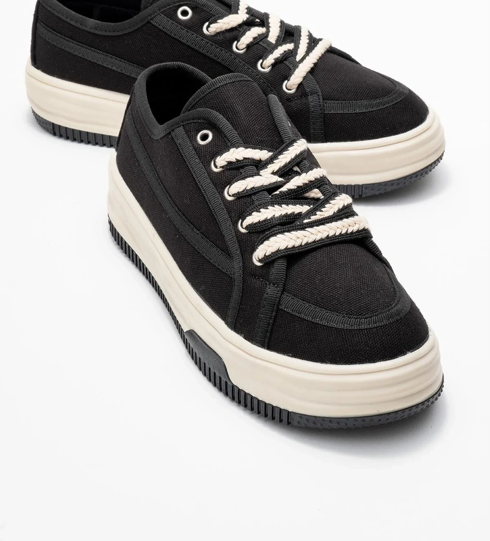 Keten Kadın Spor Ayakkabı SİYAH BEYAZ