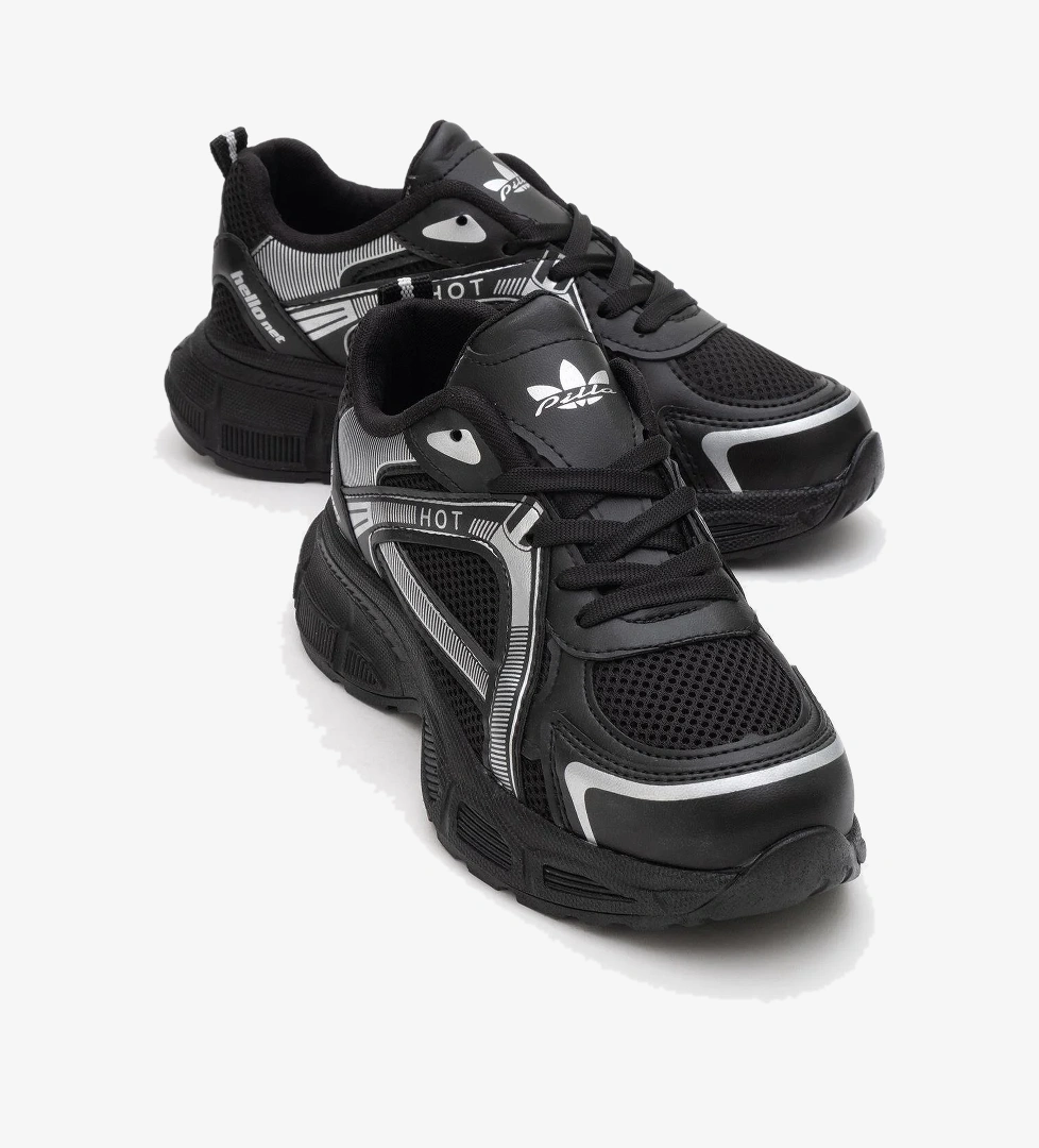 Kadın Anorak Spor Ayakkabı SİYAH GÜMÜŞ