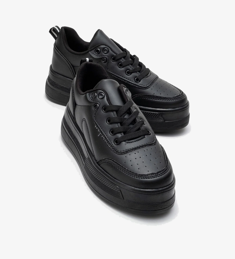 Kadın Taşlı Spor Ayakkabı SİYAH SİYAH