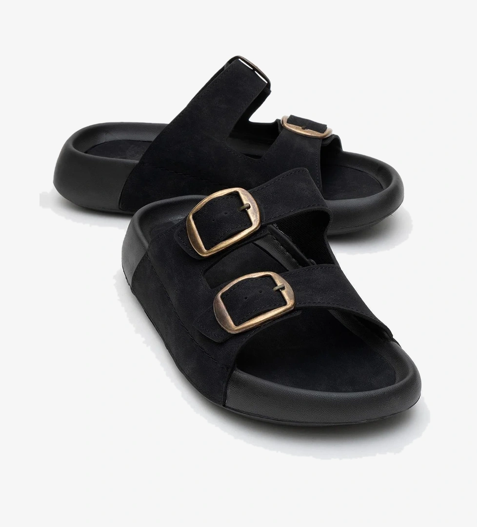 Erkek Gold Tokalı Terlik SİYAH