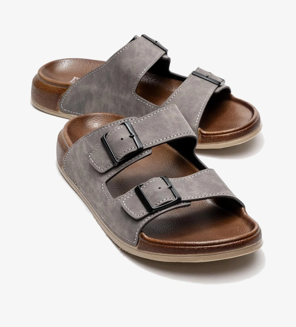 Erkek 2 Toka Kemerli Terlik GRİ