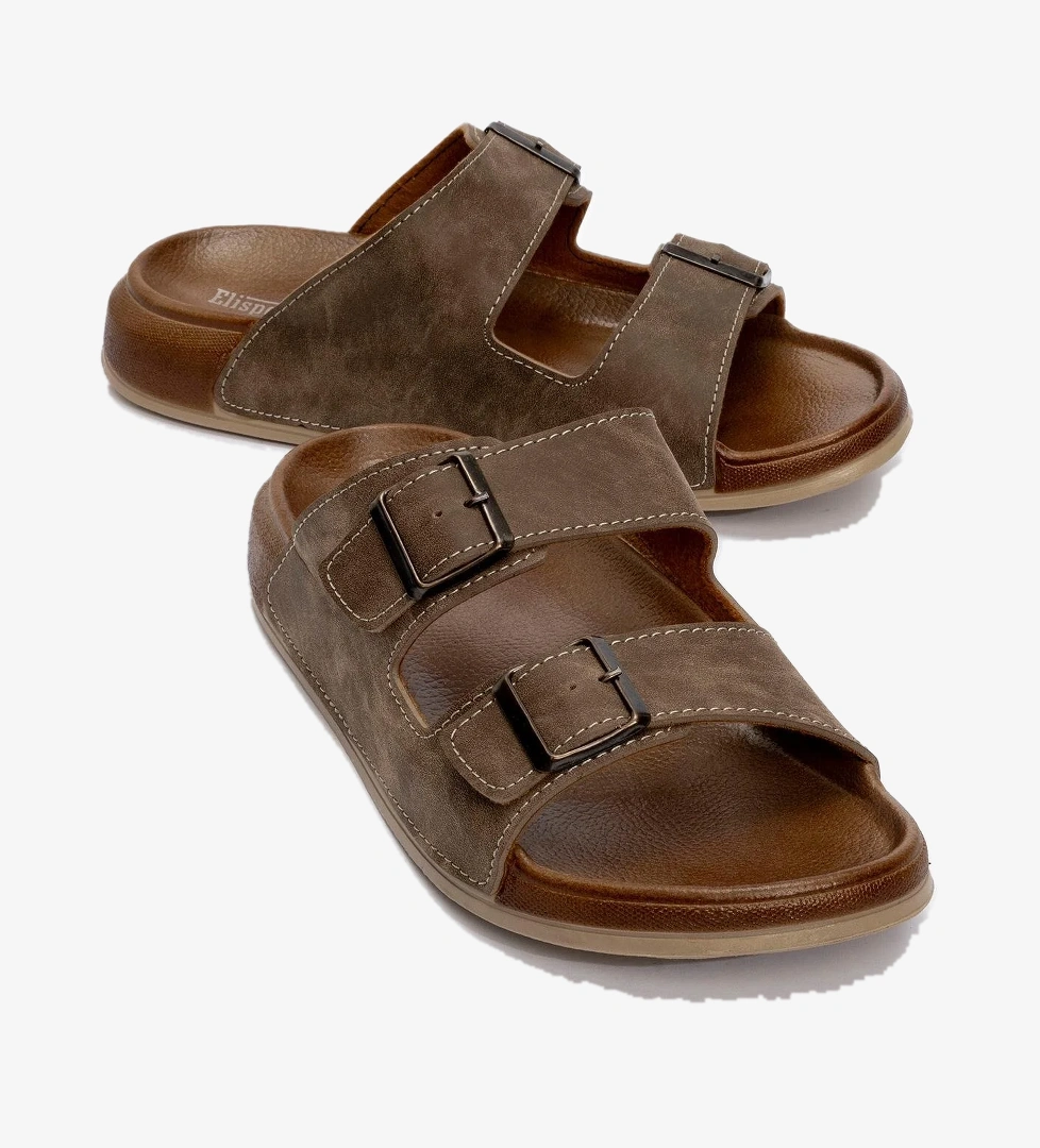 Erkek 2 Toka Kemerli Terlik VİZON