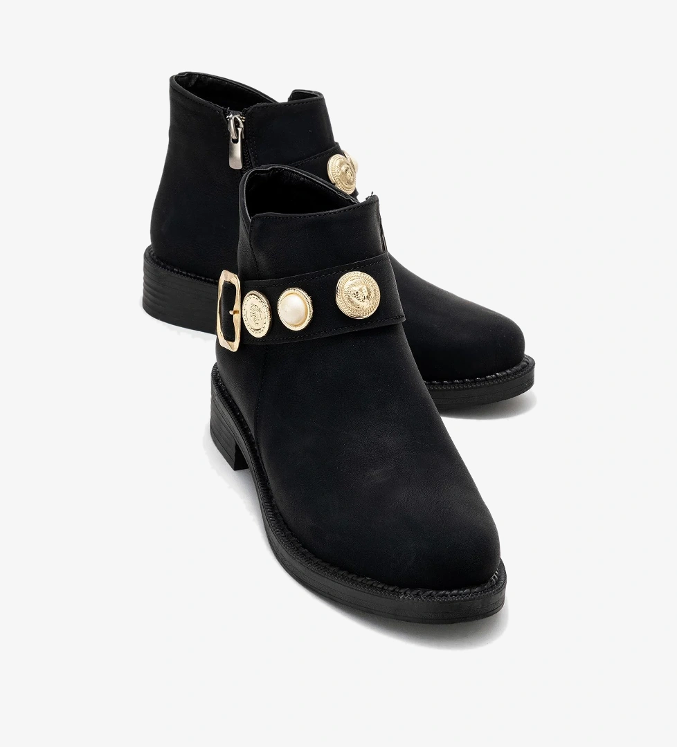 Kadın Topuklu Boğazlı Bot SİYAH ZÜMRÜT - Görsel 1