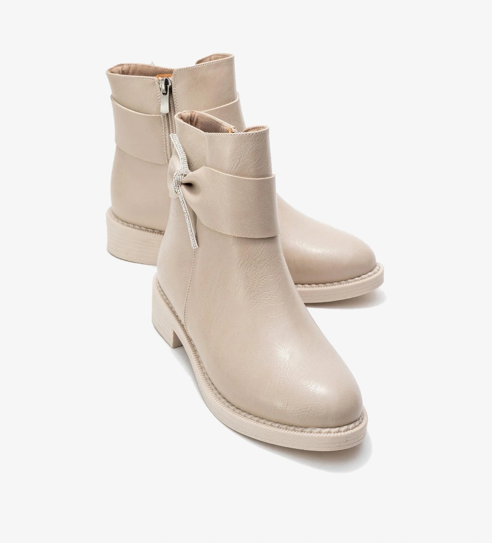 Yan Kurdele Taşlı Tokalı Bot TEN CİLT - Görsel 1