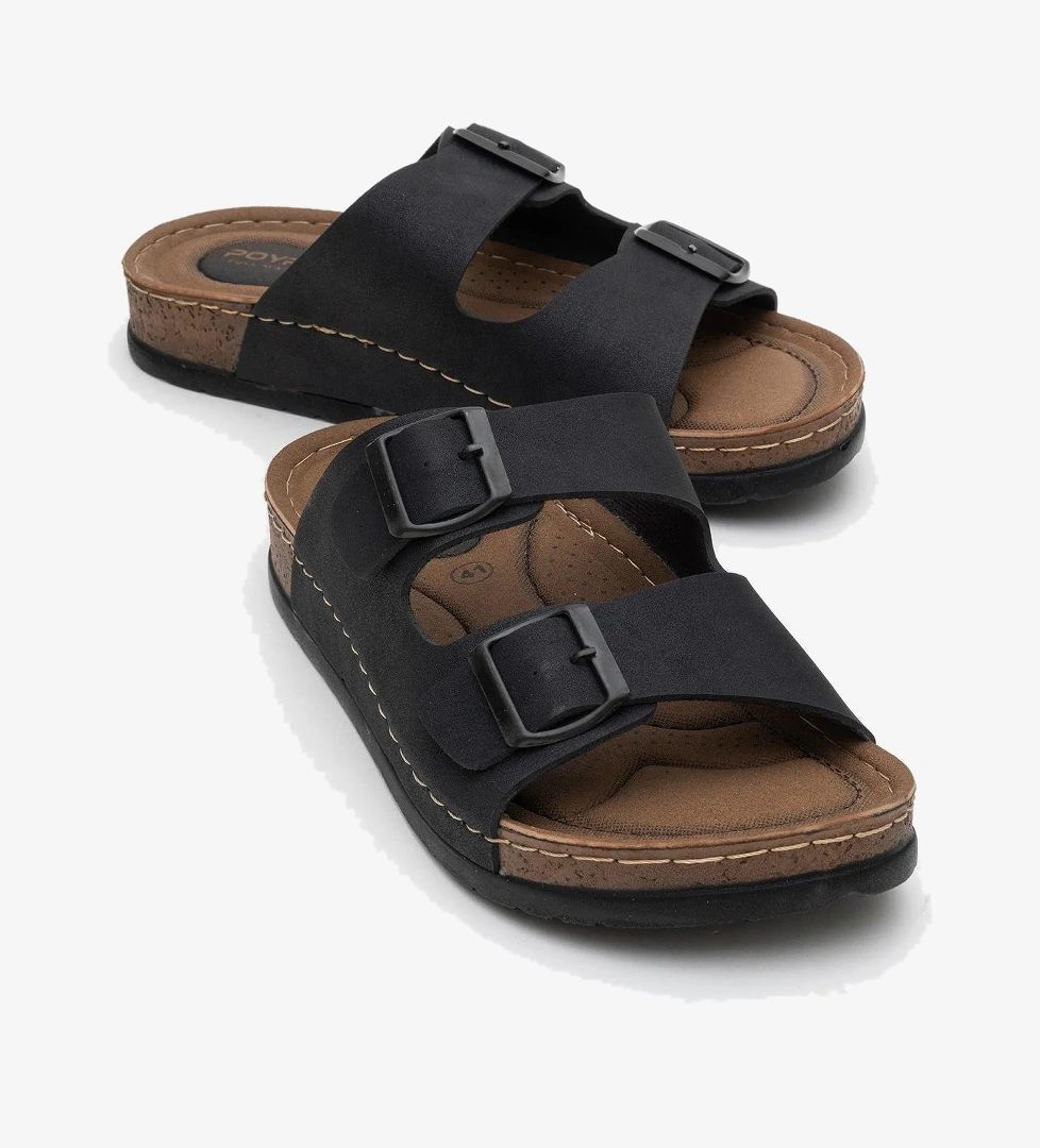 Kadın Çift Tokalı Terlik SİYAH - Görsel 1