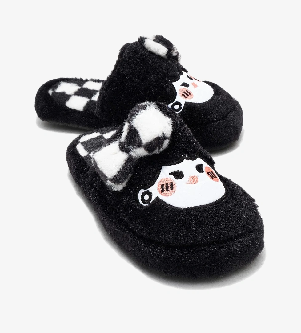 Kadın Önü Kapalı Papyonlu Ev Terliği SİYAH