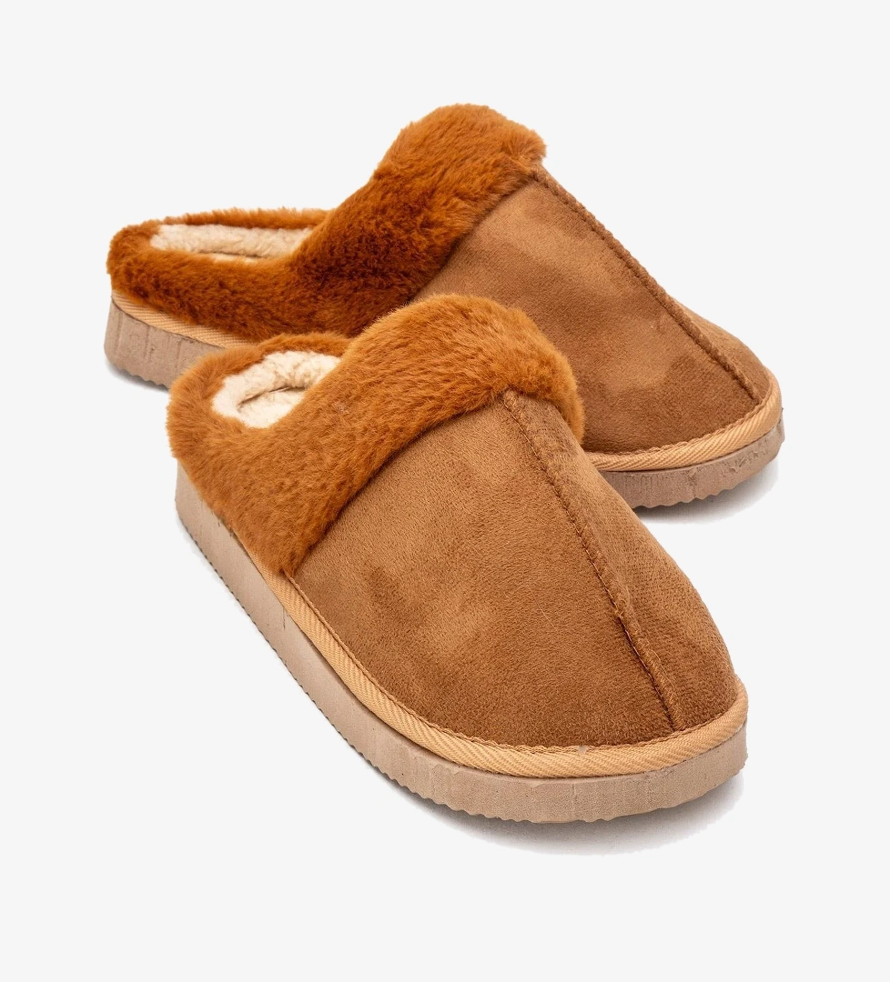 Kadın Arkası Açık Tüylü Ev Terliği TABA