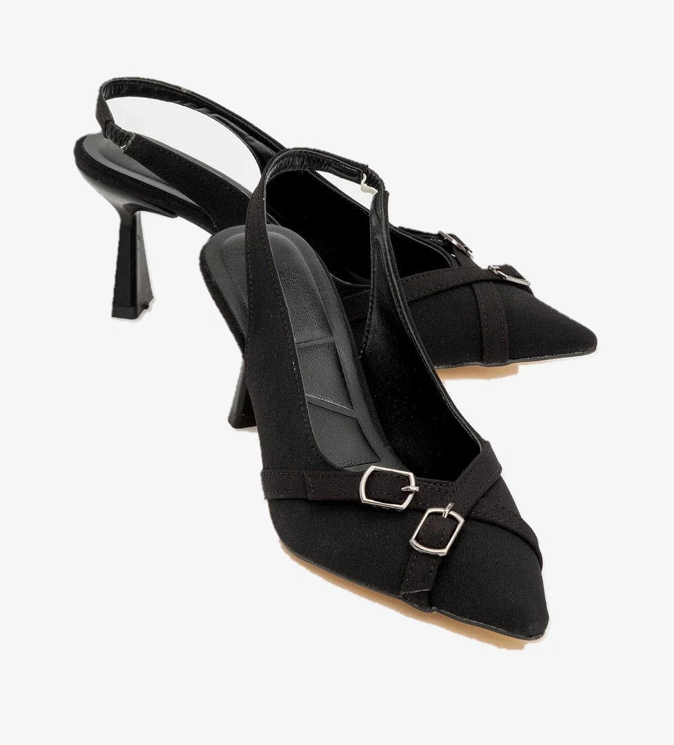 Ccway Kadın Çapraz Biyeli Topuklu Ayakkabı SİYAH ZRA model görseli