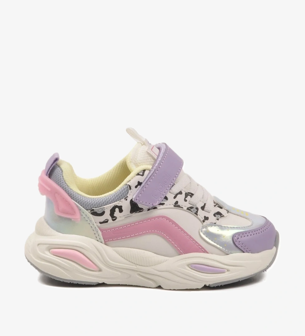 Lila Leopar Desenli Cırtlı Hafifi Kız Çocuk Spor Ayakkabı Toti Cilt F - Görsel 1