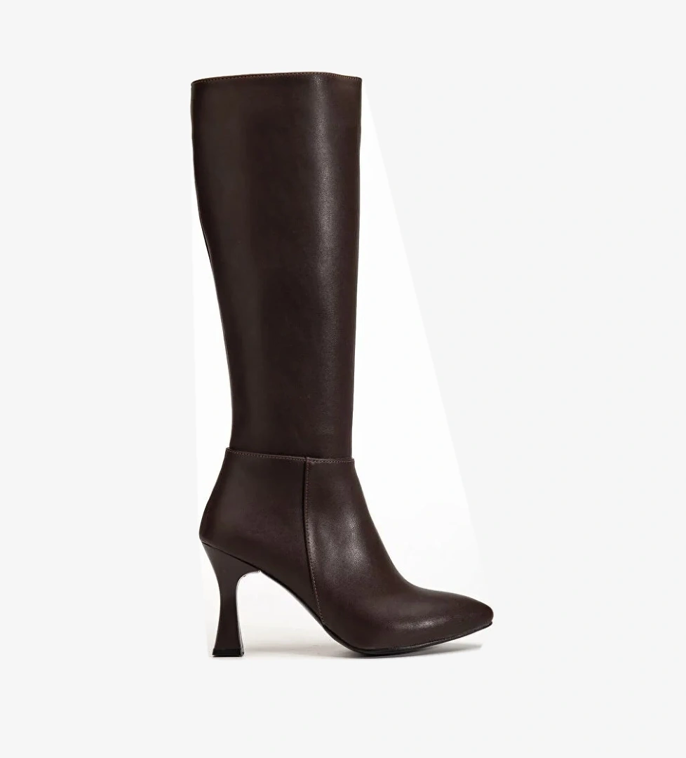 Diz Altı Topuklu Sivri Burun Kadın Çizme