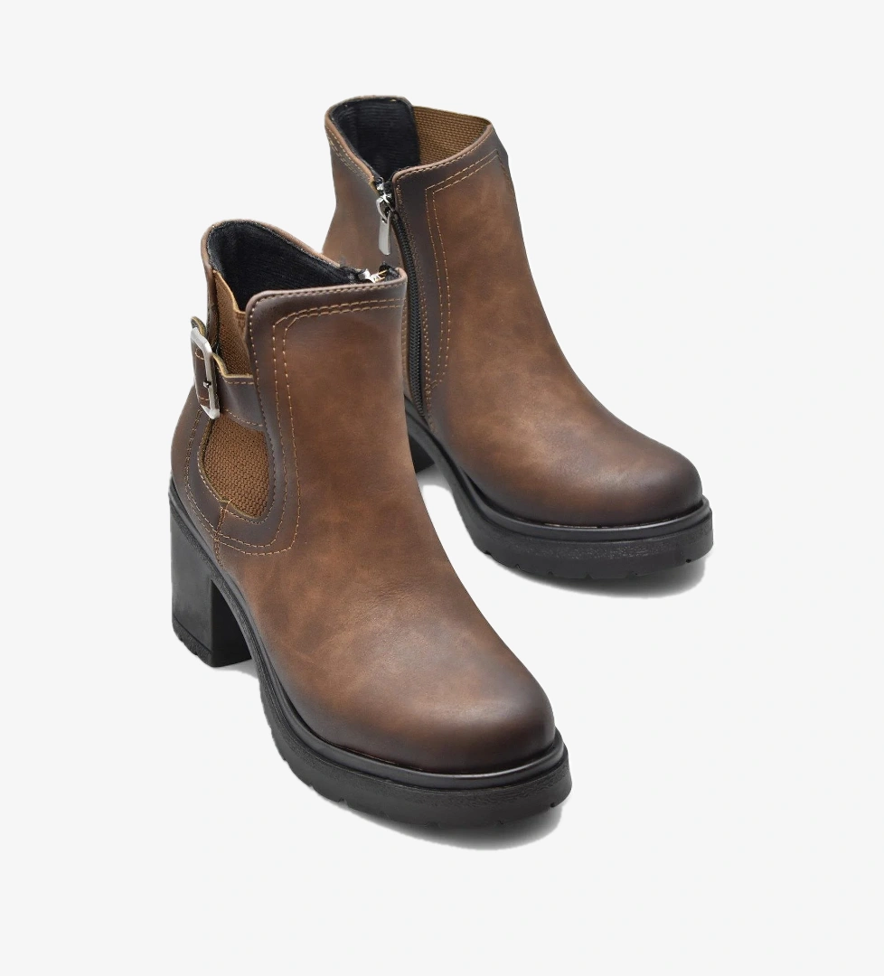 4563 Kadın Bot Ayakkabı Kaymaz Taban Fermuarlı Bağcıklı Günlük Kadın Bot - Görsel 1