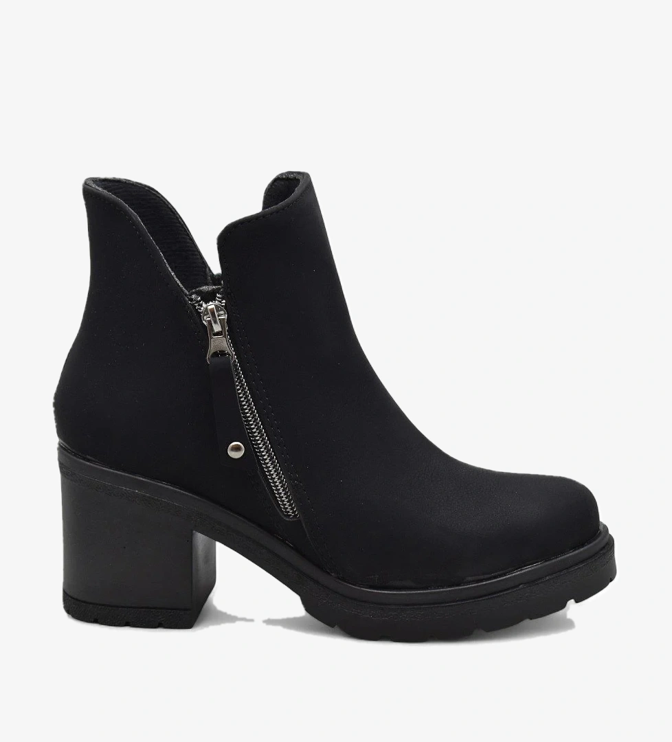 4559 Kadın Bot Ayakkabı Kaymaz Taban Fermuarlı Bağcıklı Günlük Kadın Bot - Görsel 1