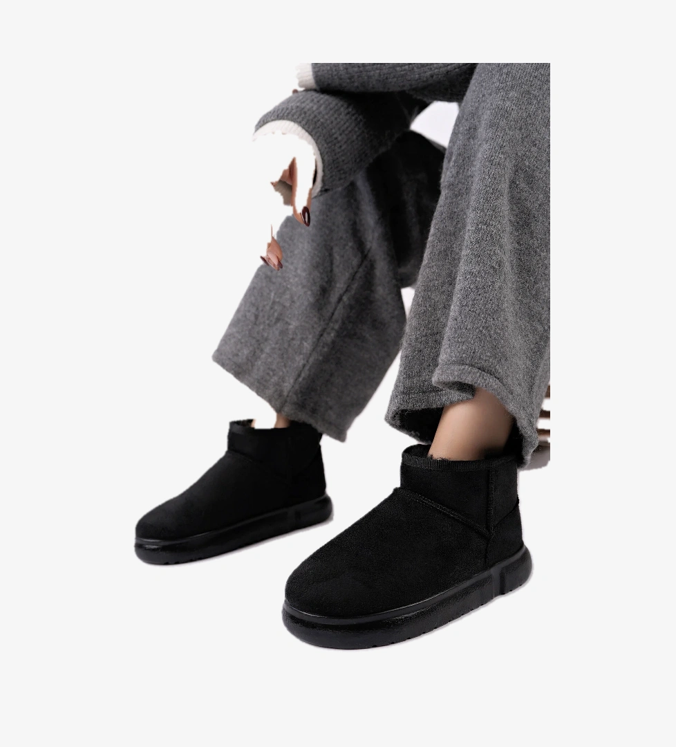 Ghattix Kugu Kadın Kışlık Bot İçi Tüylü Taba Siyah model görseli