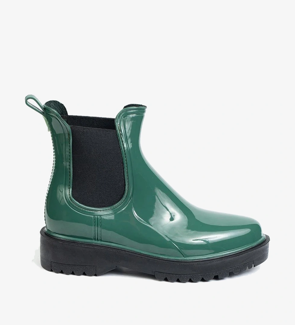 Kadın Parlak Chelsea Yağmur Botu –Kalın Taban Bot