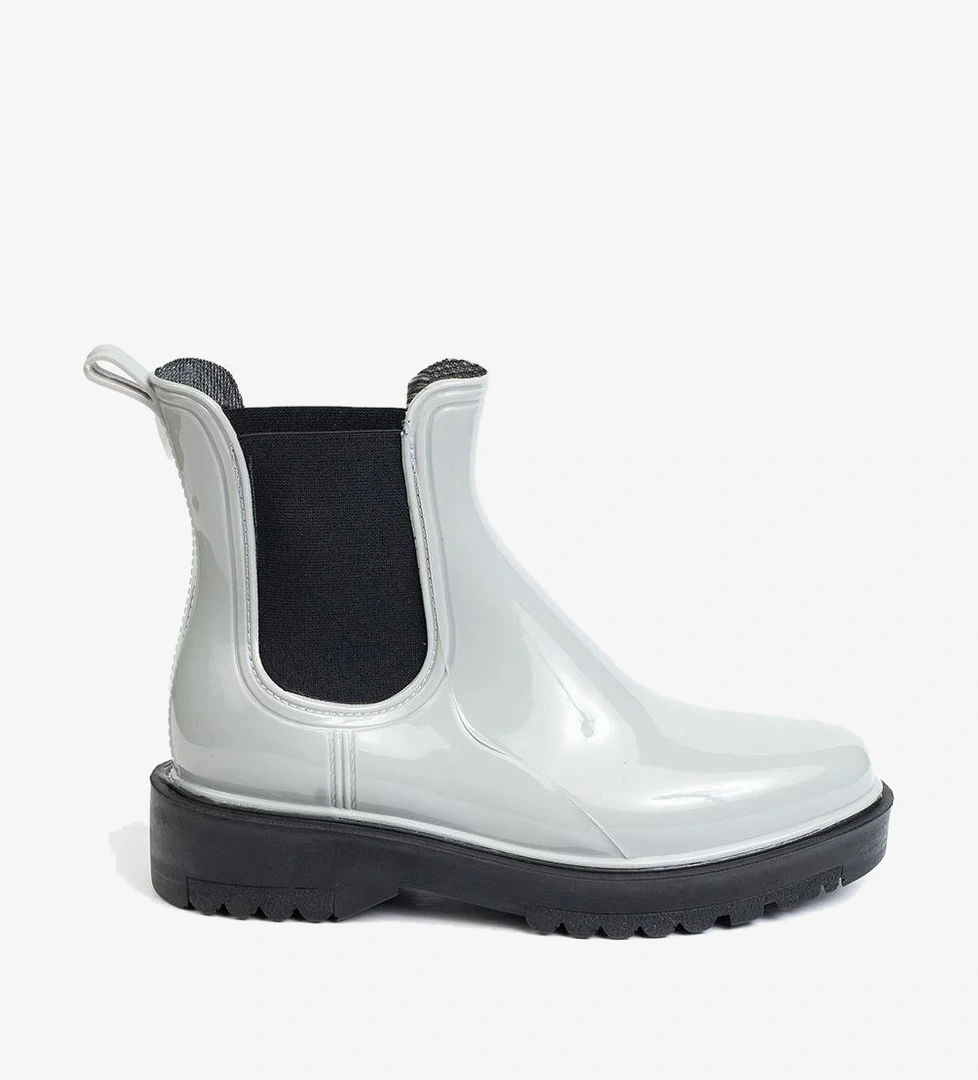 Kadın Parlak Chelsea Yağmur Botu –Kalın Taban Bot