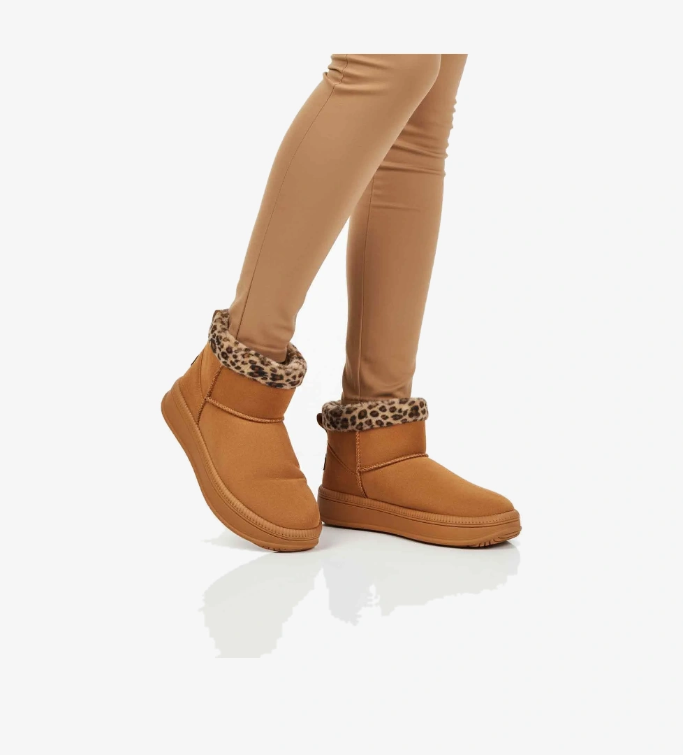 Taba Leopar Kürklü Soğuğa Dirençli Kaymaz Kadın Bot 25001 Z