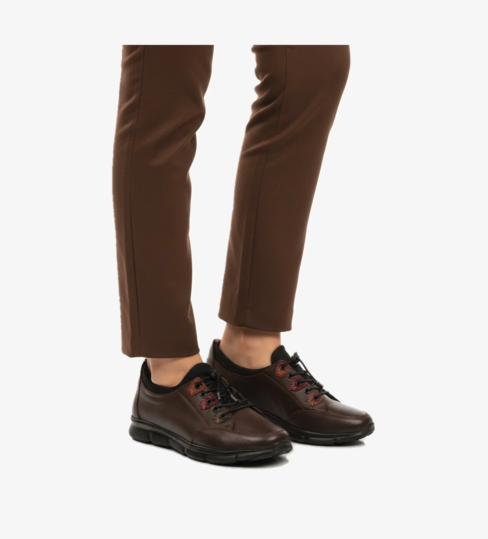 Kahve Hakiki Deri Ortopedik Kadın Casual Ayakkabı 660 Z