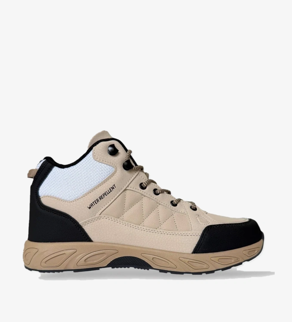 Outdoor Bot Ayakkabı Kışlık Dayanıklı Sağlam Taban Bağcıklı BEJ