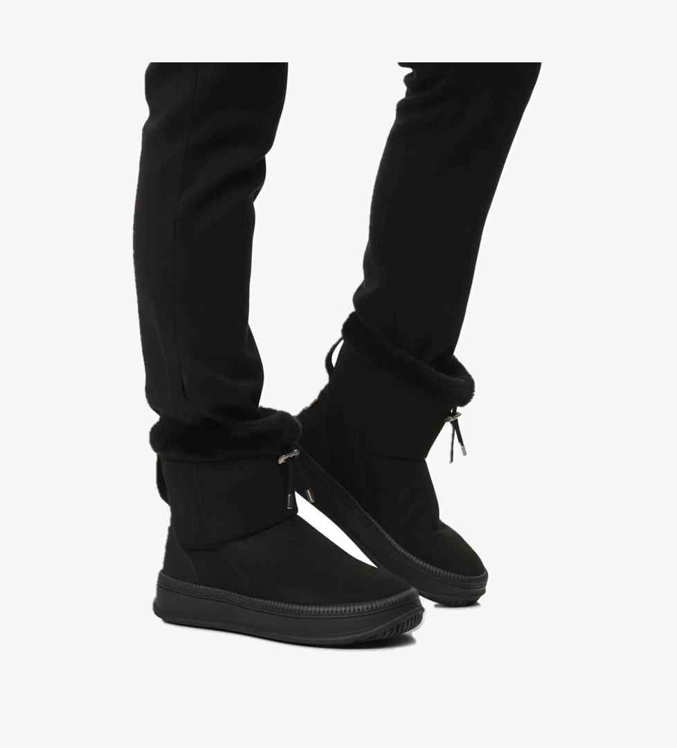 Aspor Siyah Kürklü Kadın Düz Bot