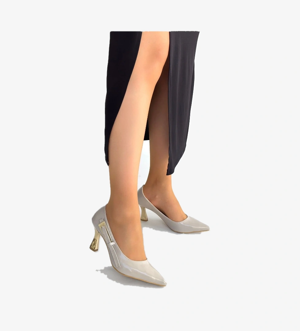 Bej Rugan Kadın Topuklu Ayakkabı