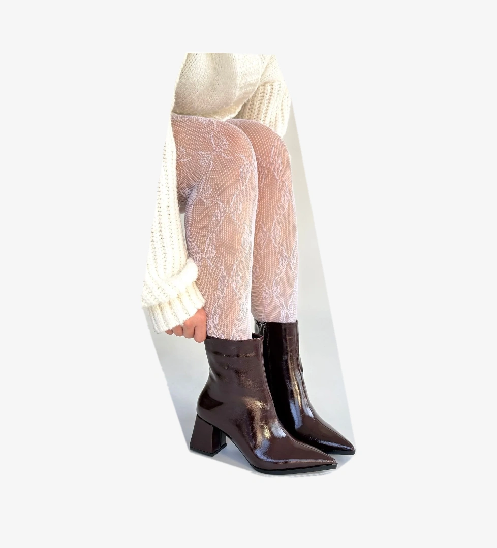 Bordo Rugan Fermuarlı Kadın Topuklu Bot