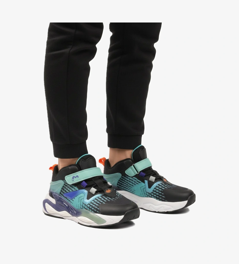 A Spor Marcokids Siyah Yeşil Kırmızı Cırtlı Erkek Çocuk Hi Spor Sneaker Ayakkabı model görseli