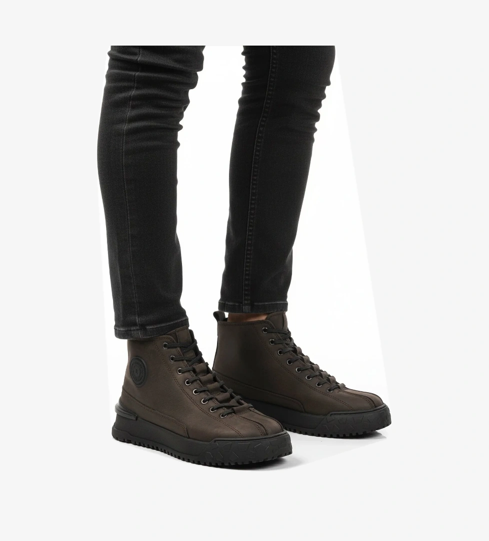 Bulldozer Siyah Kahve Nubuk Hakiki Deri Kaymaz Düz Erkek Bot model görseli