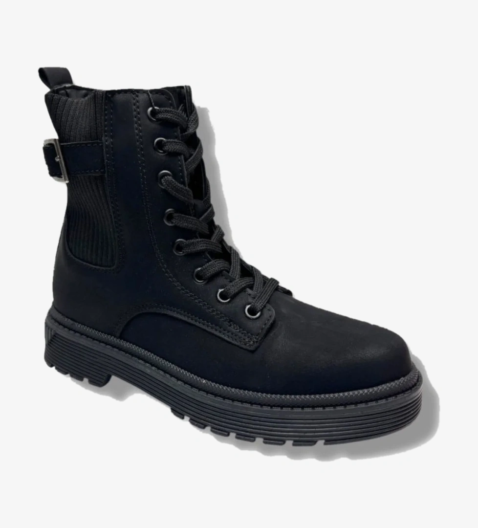 Polact 24030-26 Nubuk Deri Lastikli Fermuarlı Kadın Bot Siyah - Görsel 1