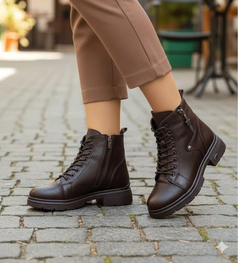 1180 Rahat Sıcak Astar Kaymaz Taban Yumuşak Hakiki Deri Kadın Bot