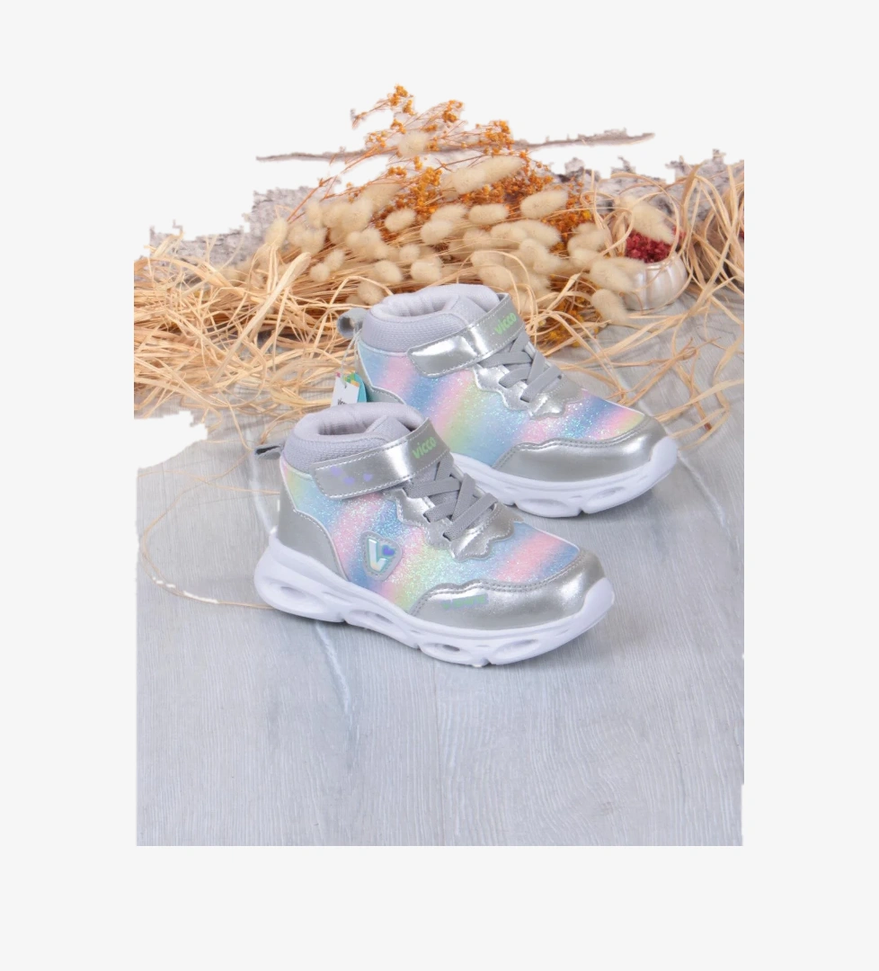 946.B25K.430 Poni Gümüş Anatomik Hafif Işıklı Kız Çocuk Bot - Görsel 1