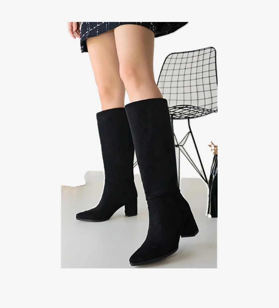 Seribo Sivri Burun Fermuarsız Kadın Çizme - Görsel 1