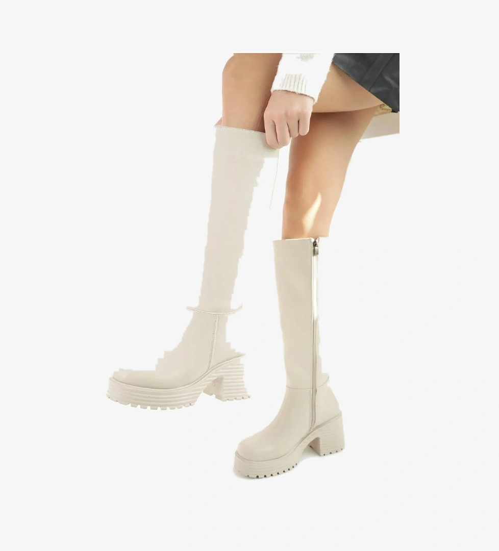 Seri̇bo Seribo Kalın Topuk Streç Suni Deri Kadın Çizme model görseli