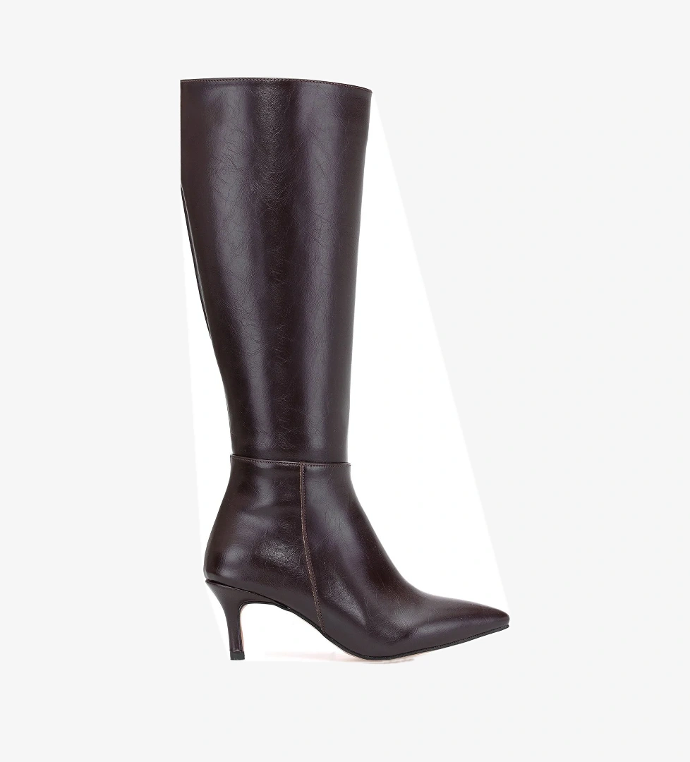 Ayakkabı Fuarı Elit Brk612c Kadın Topuklu Çizme Siyah Kahverengi model görseli