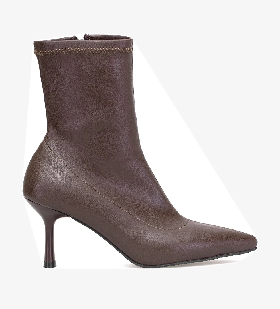 Elit 25KMST1179C Kadın Topuklu Bot Kahverengi - Görsel 1