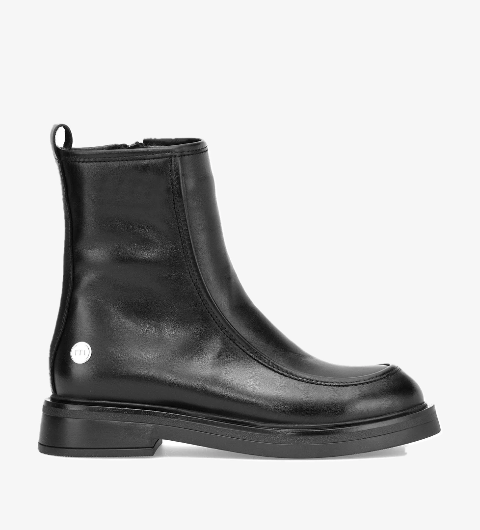 D25KB-8150 Kadın Hakiki Deri Düz Bot Siyah - Görsel 1