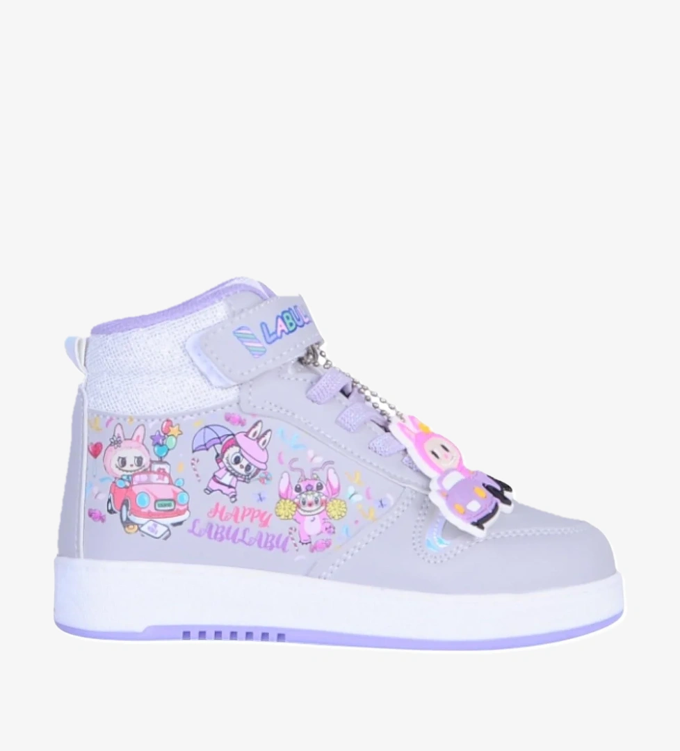 Prokids 4444 Gri-Lila Cırtlı Boğazlı Kız Çocuk Spor Ayakkabı model görseli