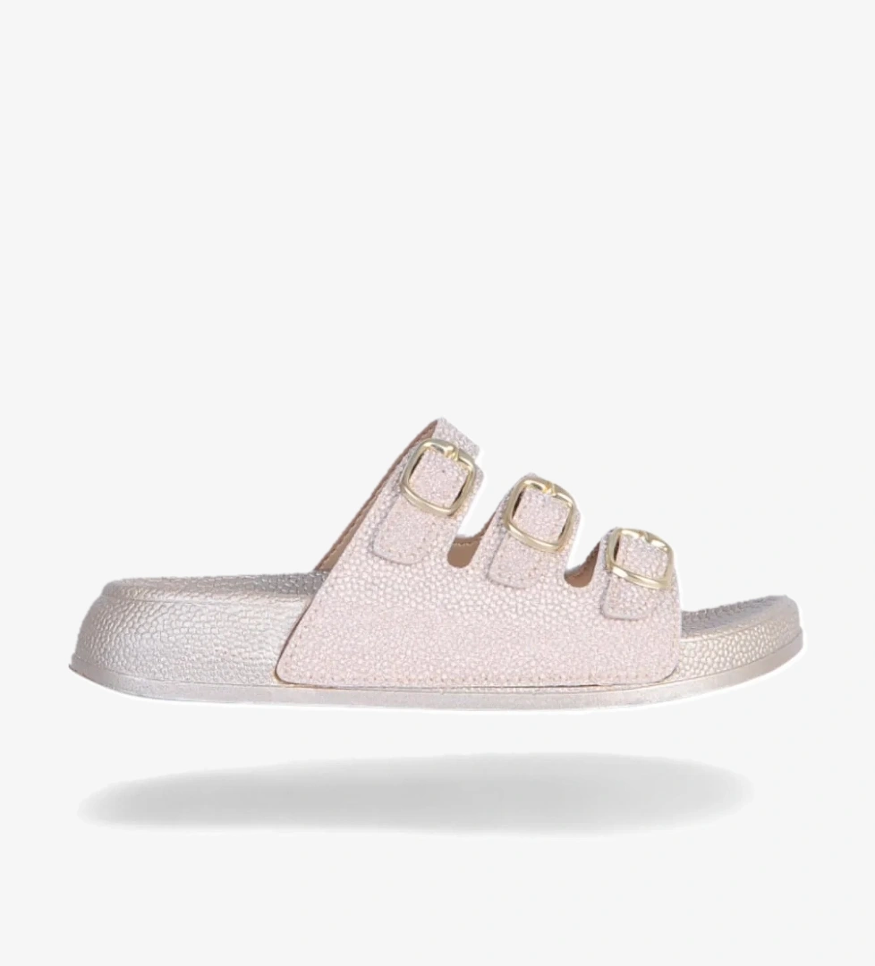 Pienn 3 Tokalı Bej Simli Kadın Düz Terlik model görseli