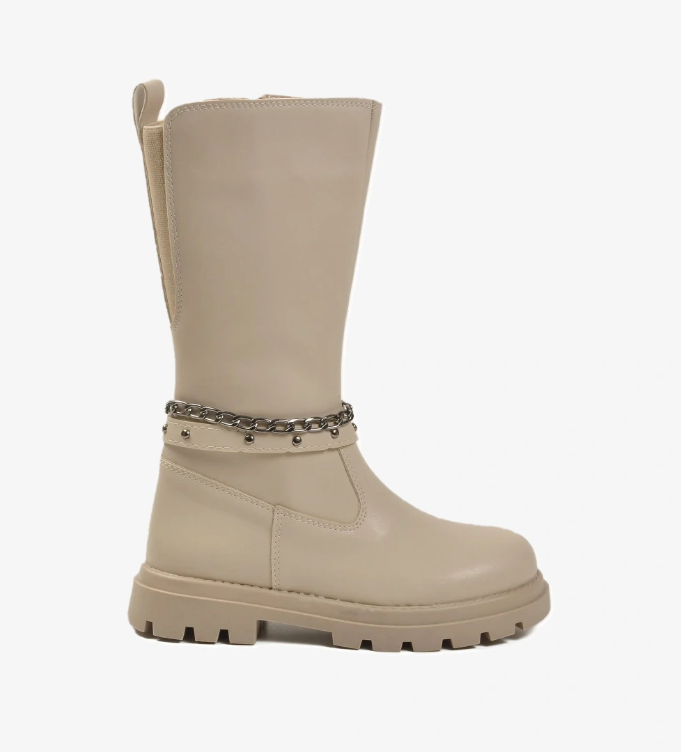 Bej İçi Polarlı Fermuarlı Kız Çocuk Çizme Paris-26K F