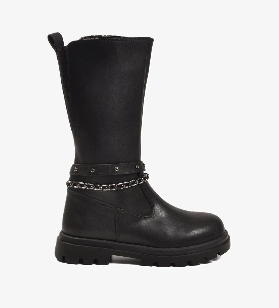 Cool Siyah Bej İçi Polarlı Fermuarlı Kız Çocuk Çizme Paris-26k F model görseli