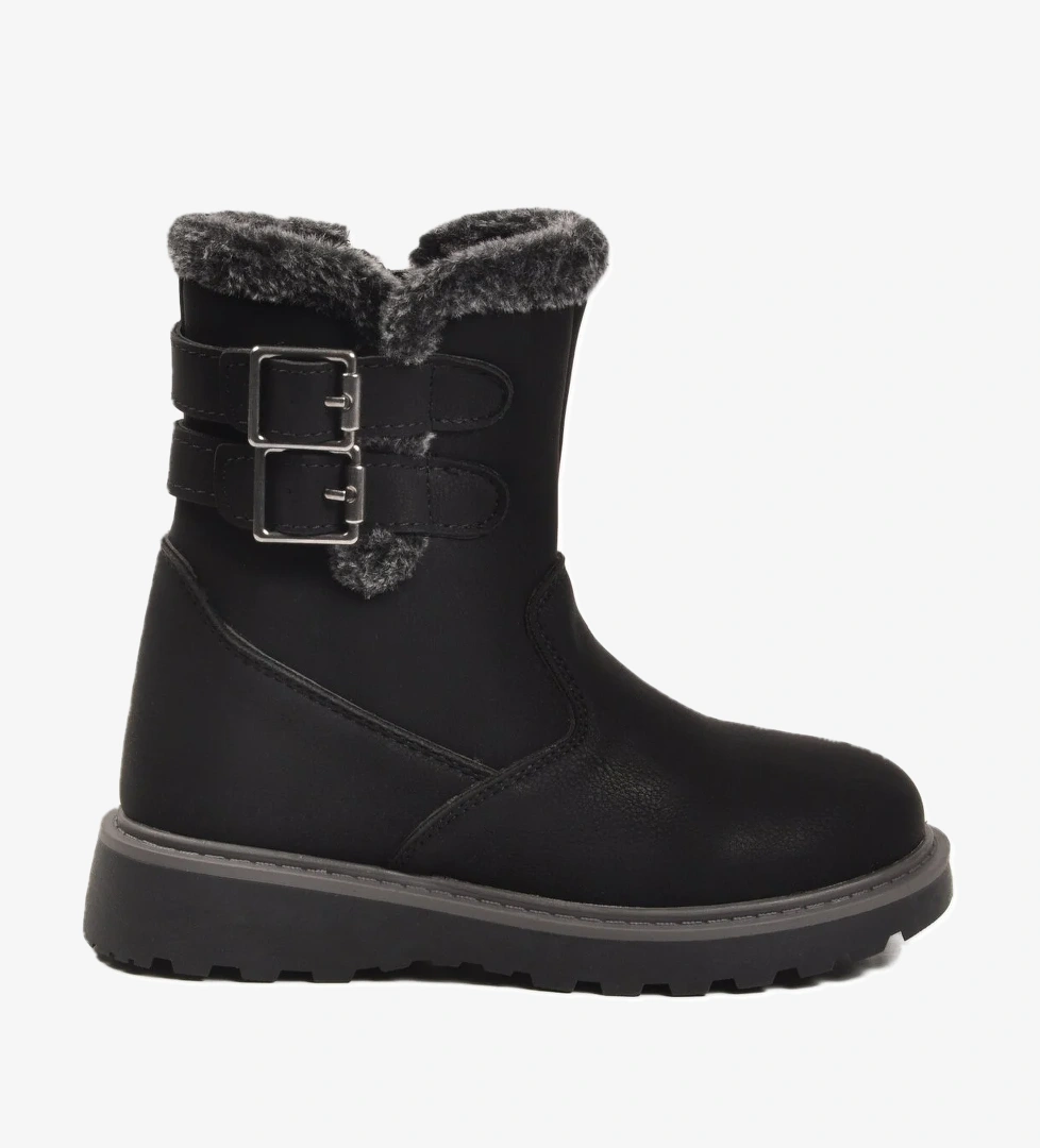 Siyah İçi Polarlı Kaymaz Kız Çocuk Bot Buckle F