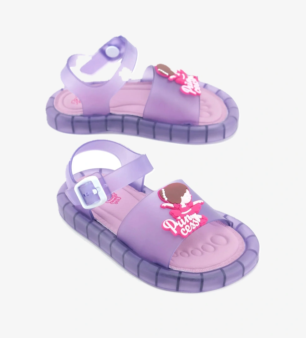 Prenses Kız Çocuk Yazlık Airblow Bilekten Tokalı Ayarlanabilir Rahat Işıklı Taban Günlük Sandalet - Görsel 1