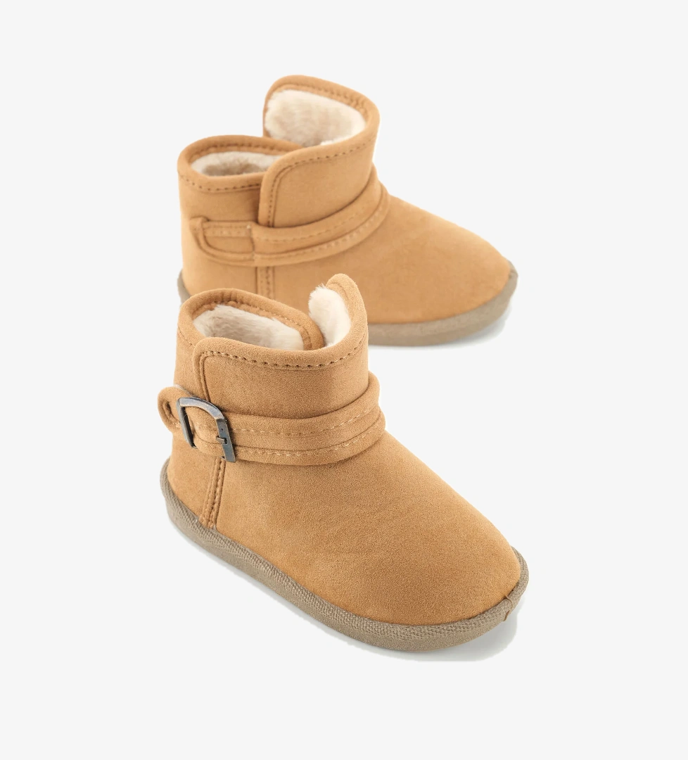 Kız Çocuk Kışlık Boğazdan Peluşlu Tek Kemer Cırt Cırtlı Ayarlanabilir PVC Rahat Taban Ev Bahçe Okul Kreş Kısa Bot - Görsel 1