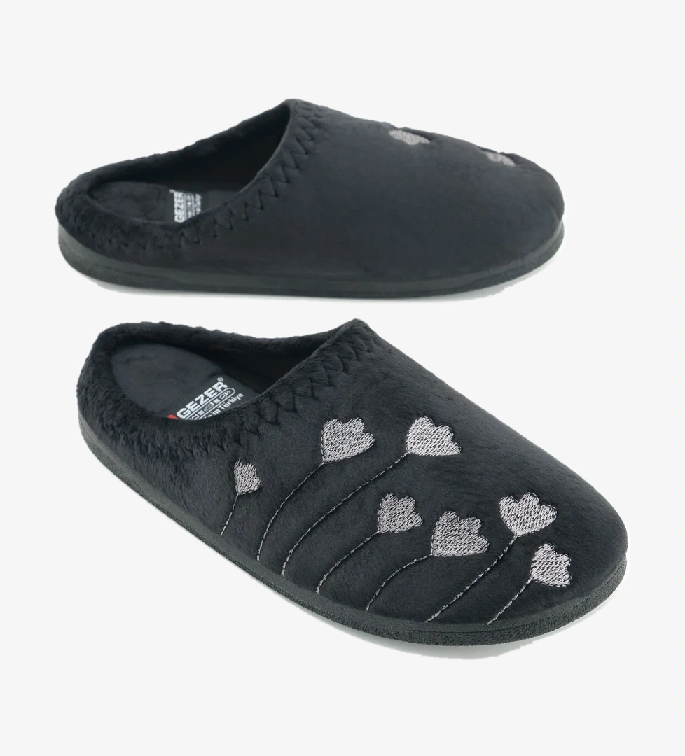 Kadın Kışlık PU Rahat Taban Nakışlı Tasarım Ev Bahçe Terlik - Görsel 1