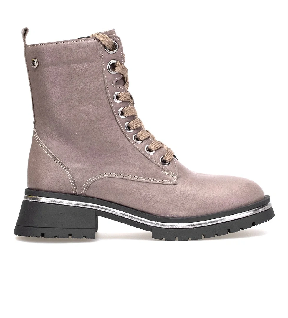 D25KB-4610 Kadın Hakiki Deri Topuklu Bot Vizon