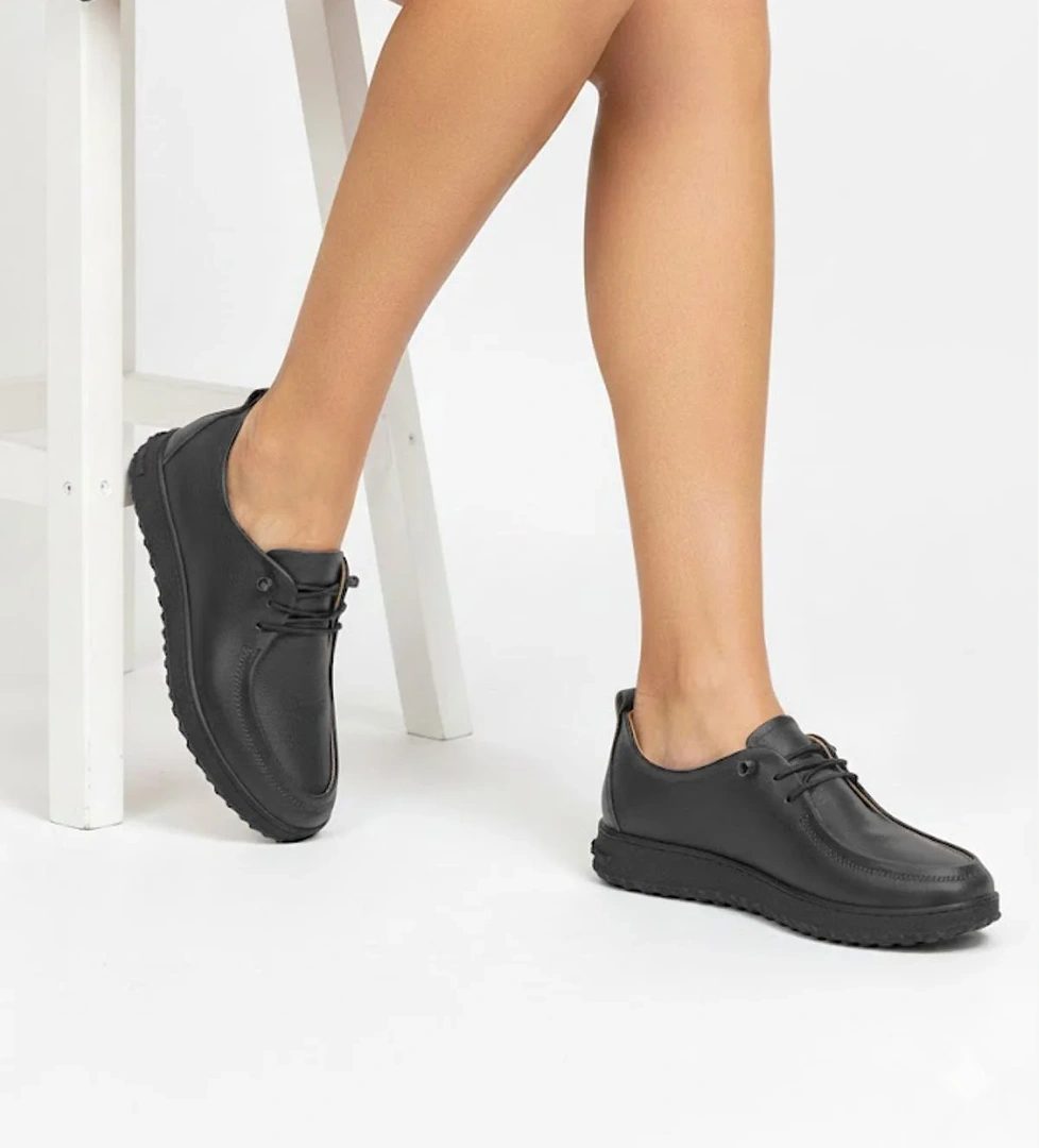 Elit ASSCL100 Kadın Hakiki Deri Casual Ayakkabı Siyah